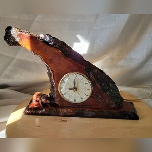 Vintage/Mid-Century Lanshire Model California Redwood Mantel Electric Clock Conv